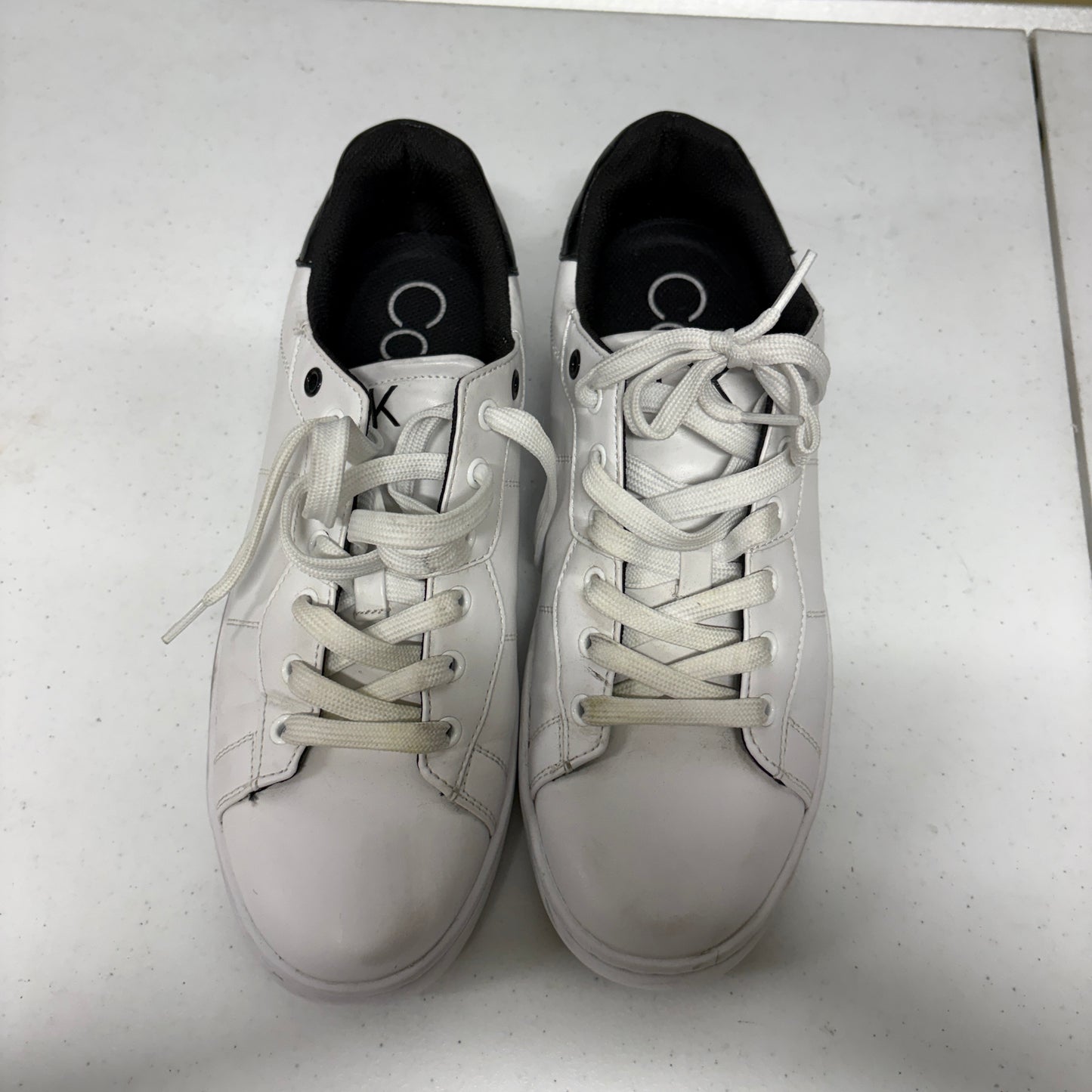 Calvin Klein White Low Top Sneakers Mens Size 10.5 Casual Lace Up Shoes