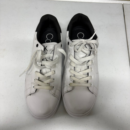 Calvin Klein White Low Top Sneakers Mens Size 10.5 Casual Lace Up Shoes