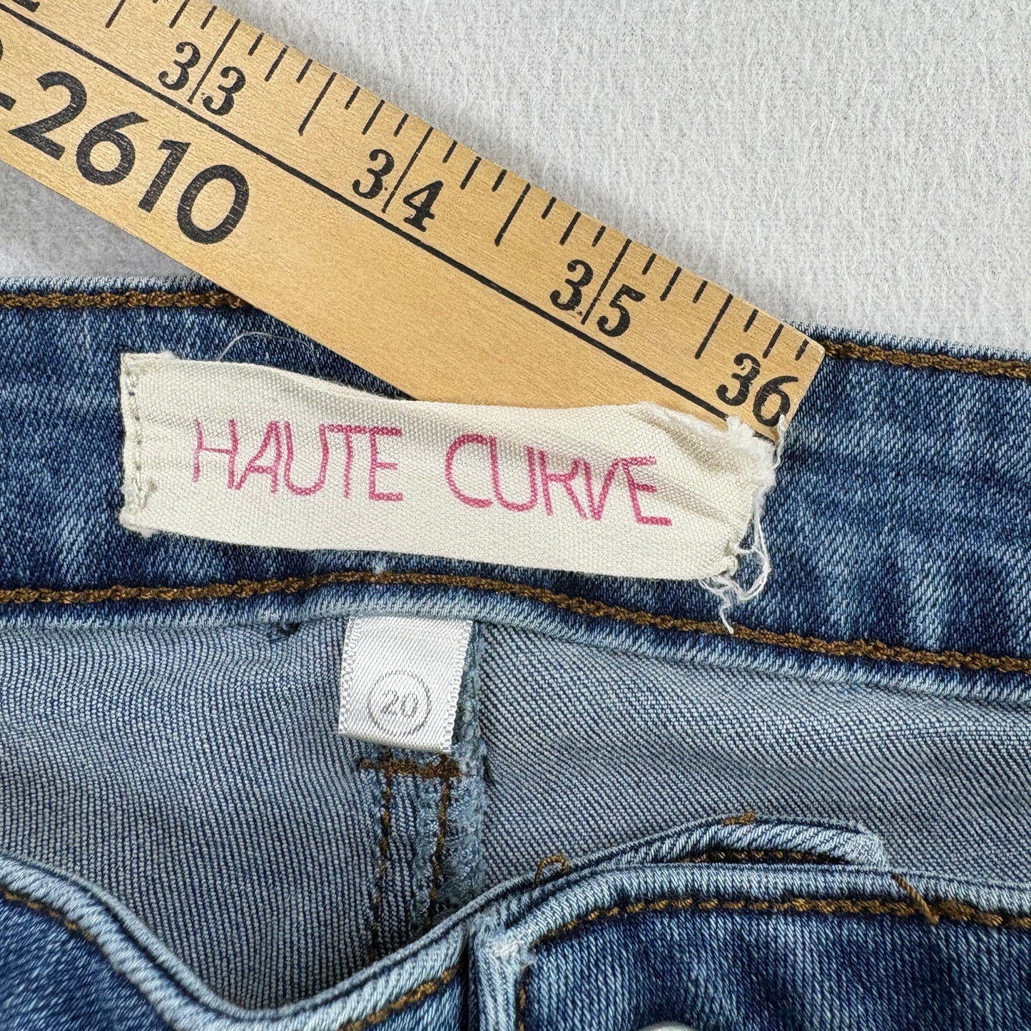 Haute Curve Womens Jeans Plus Size 20 Distressed Blue Denim Y2K Grunge Frayed