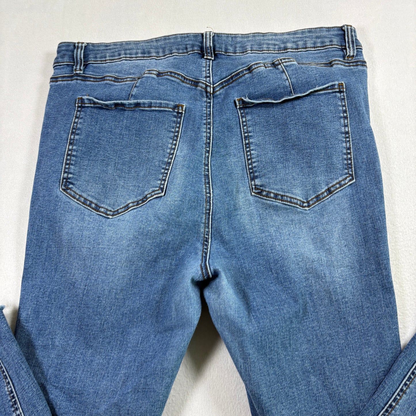 Haute Curve Womens Jeans Plus Size 20 Distressed Blue Denim Y2K Grunge Frayed