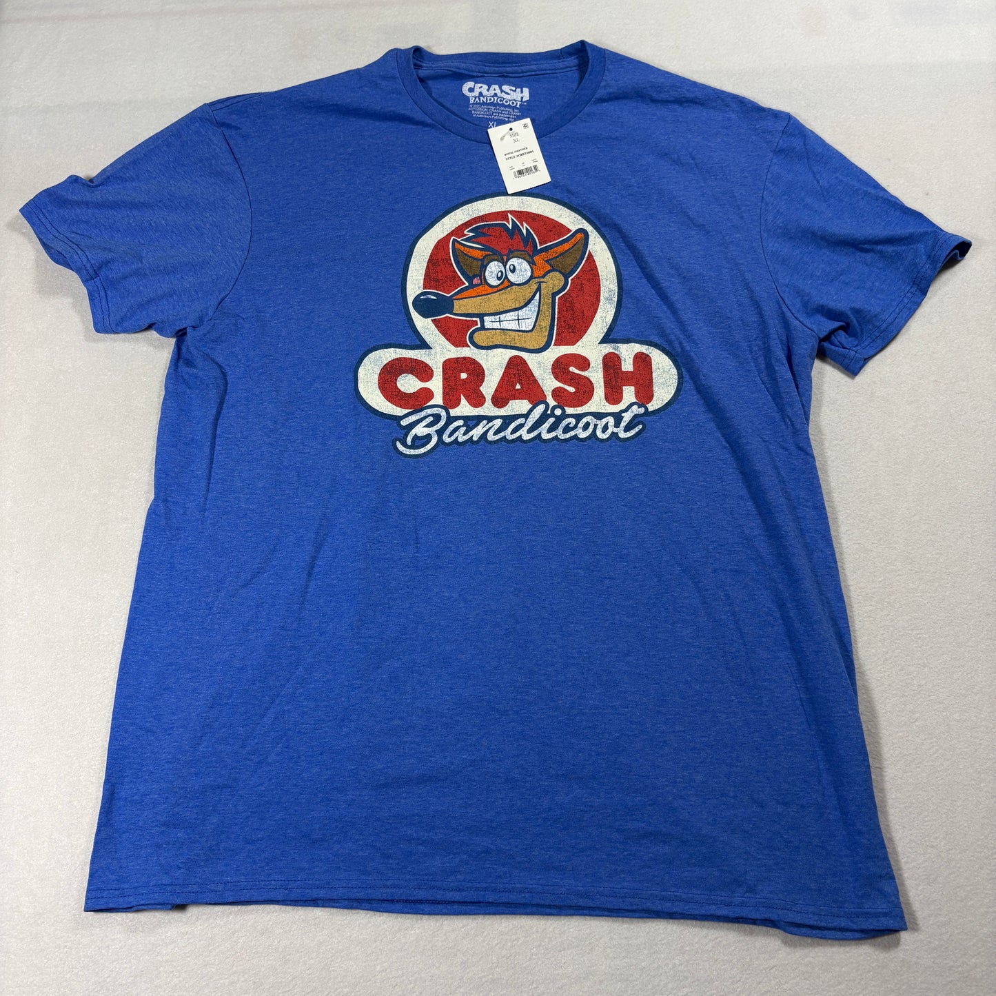Crash Bandicoot T Shirt Mens XL Royal Heather Graphic Gamer Retro Tee NWT