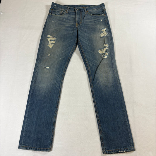 Distressed Straight Leg Jeans Vintage Fade Denim 8 Fits Like 34X32 Grunge Skater