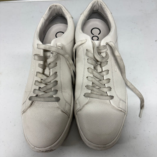 Calvin Klein White Low Top Sneakers Mens Size 10.5 Casual Lace Up Shoes