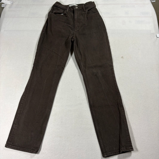 Abercrombie 90s Straight Jeans Womens 23 Curve Love Brown Ultra High Rise