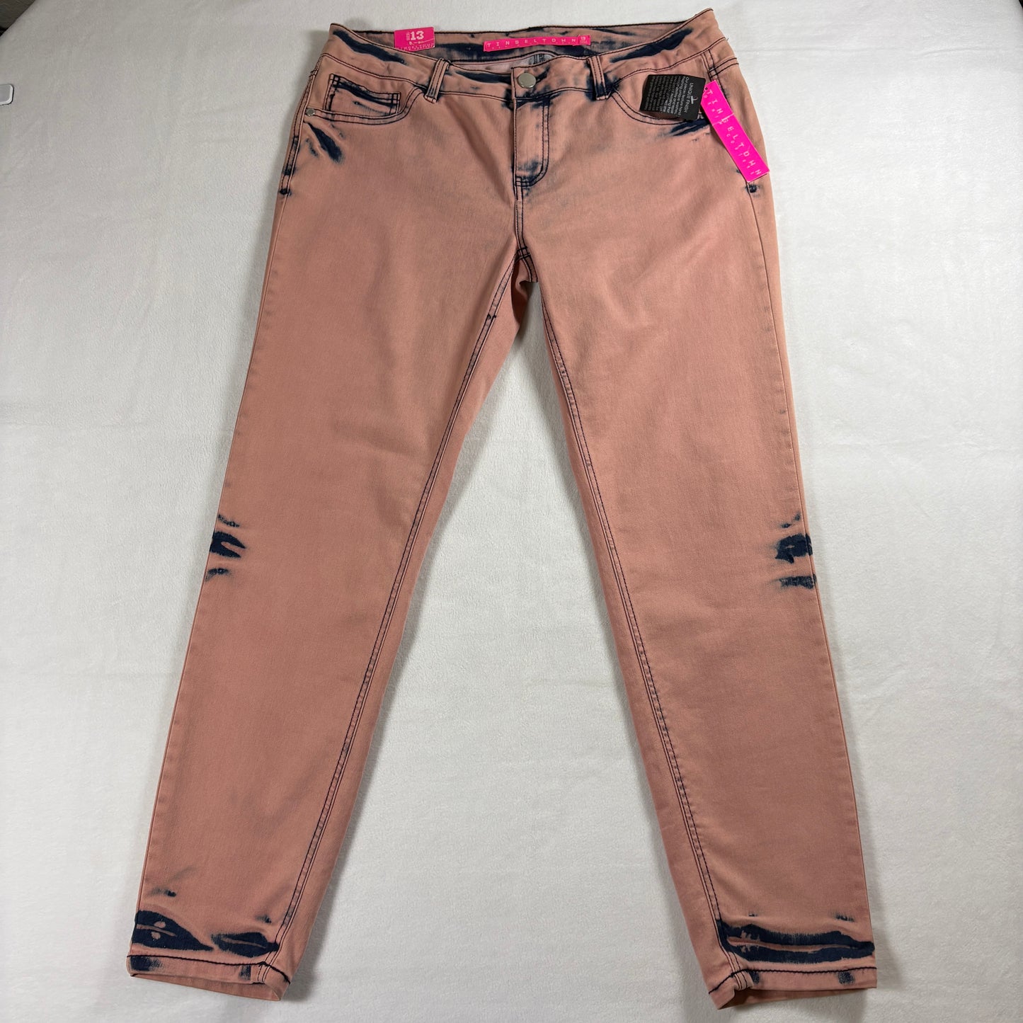 Vintage Tinseltown Jeans Womens Size 13 Pink Distressed Skinny Stretch Y2K Retro