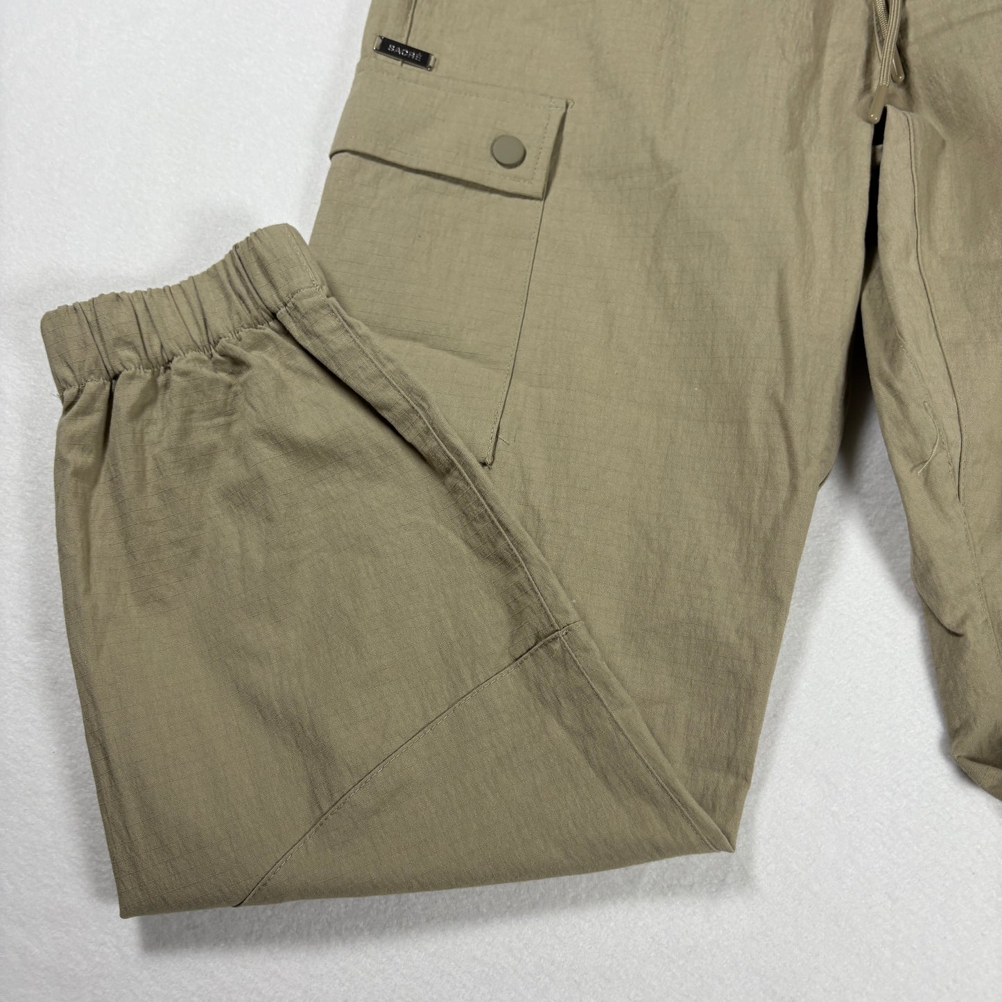 Sacre Pants Mens Small Beige Cargo Joggers Elastic Waist Utility Streetwear