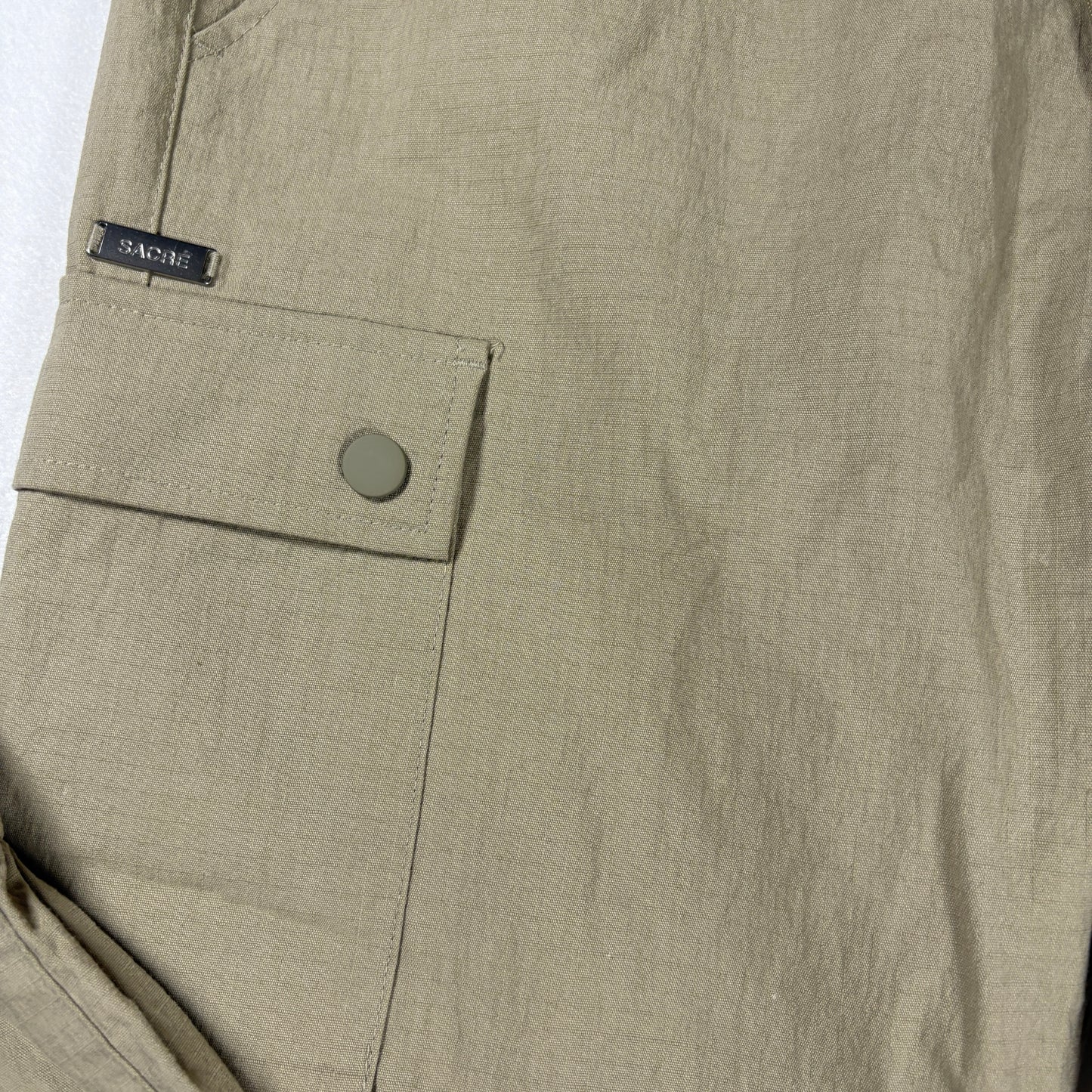 Sacre Pants Mens Small Beige Cargo Joggers Elastic Waist Utility Streetwear