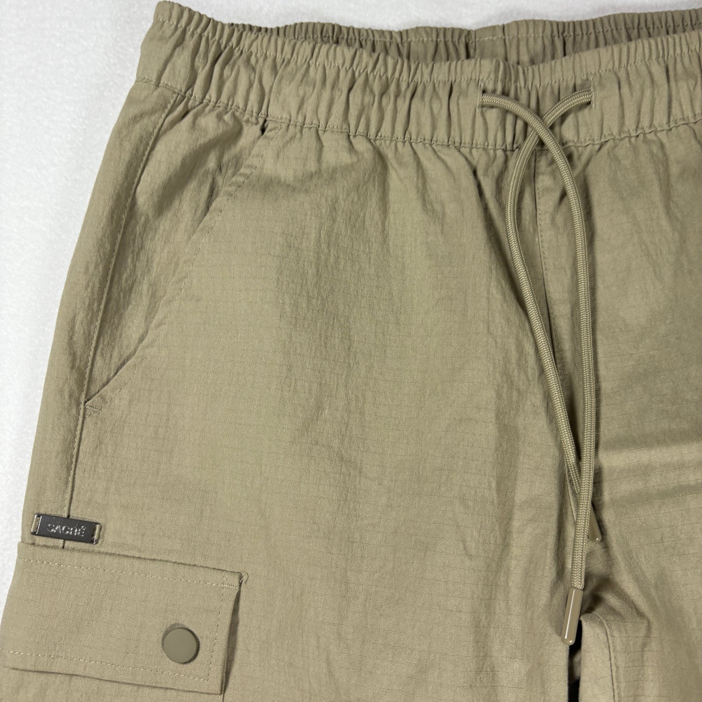 Sacre Pants Mens Small Beige Cargo Joggers Elastic Waist Utility Streetwear