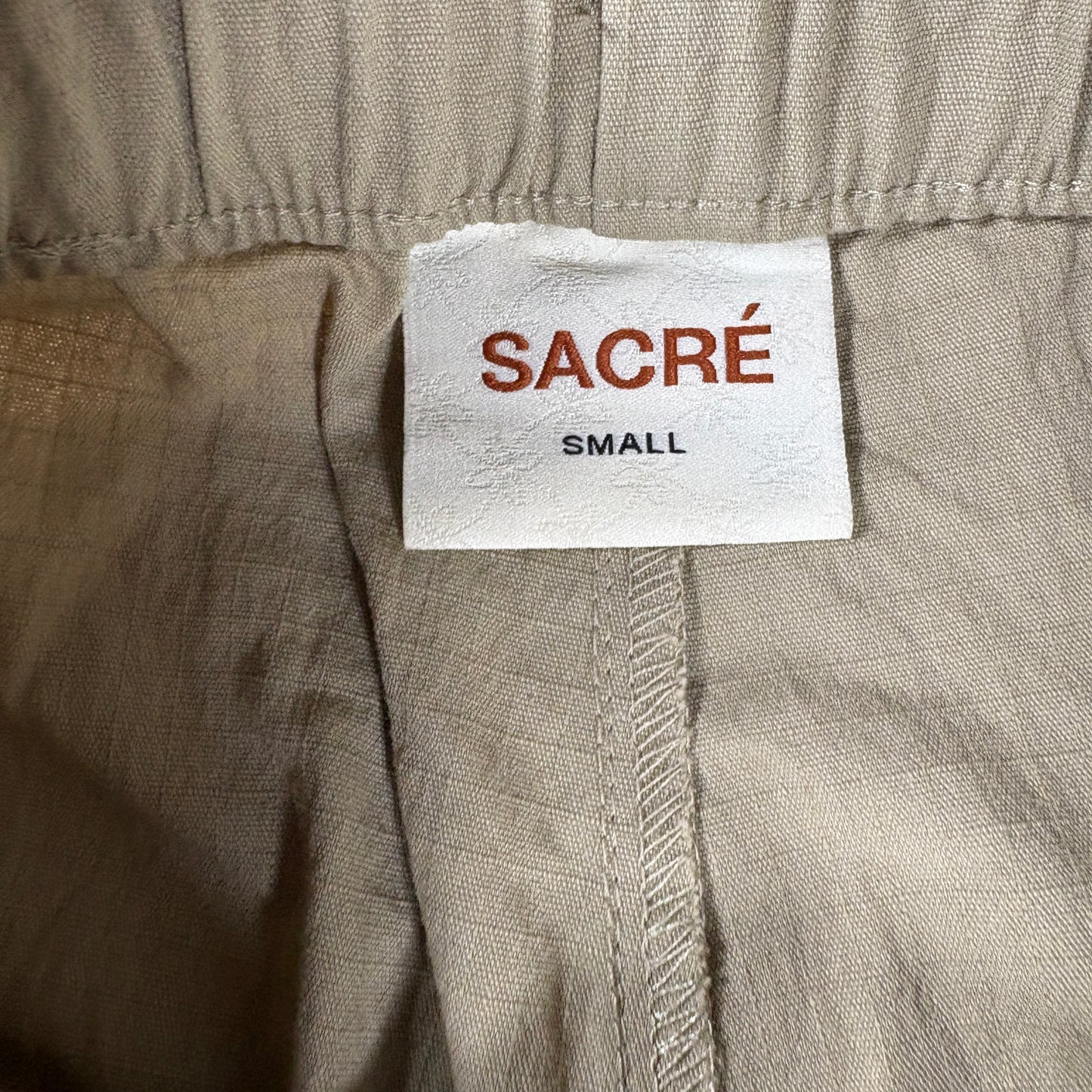 Sacre Pants Mens Small Beige Cargo Joggers Elastic Waist Utility Streetwear