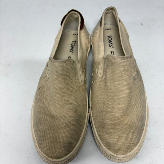 TOMS Beige Canvas Slip On Shoes Mens Size 10.5 Casual Everyday Flats