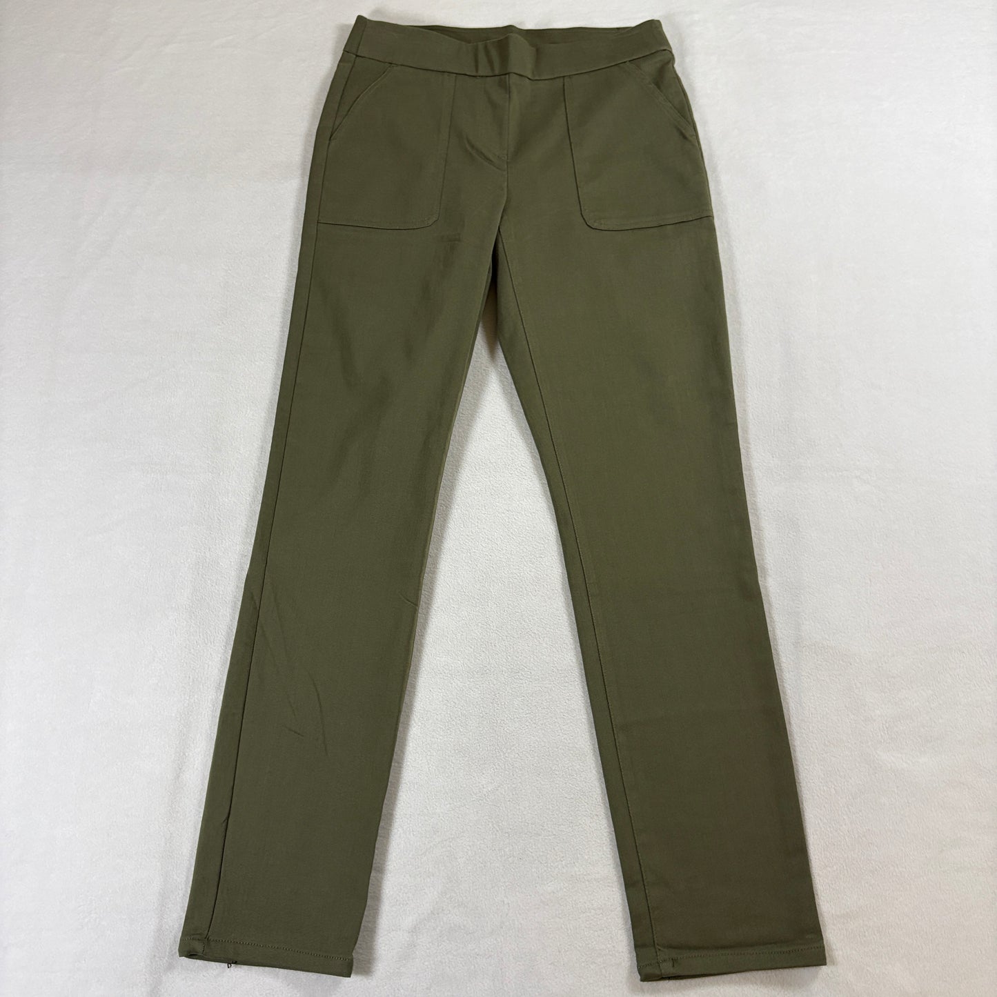 Olive Pull On Slim Pants Stretch Work Office Briggs Sz 6 Fits Like 29X30 Green