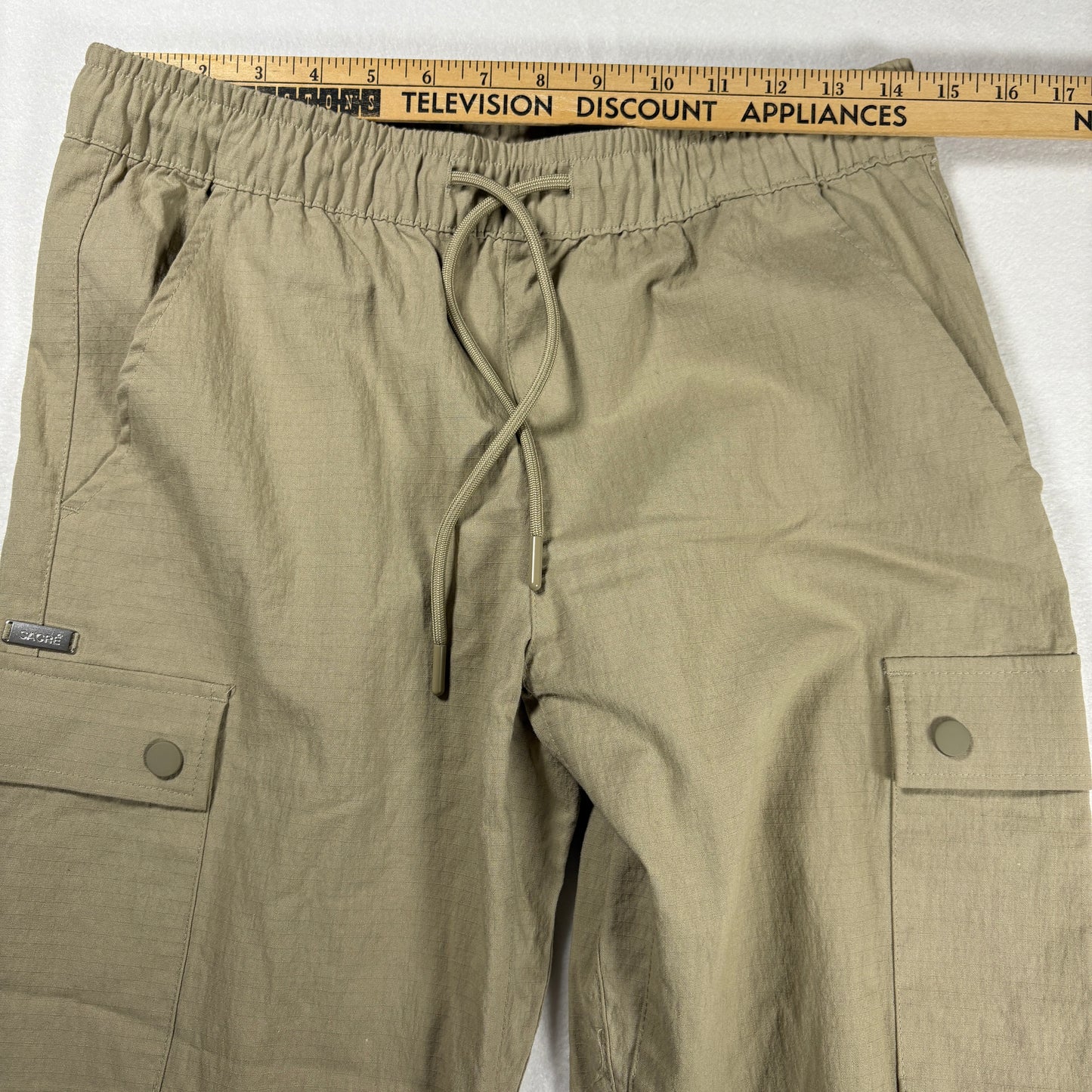 Sacre Pants Mens Small Beige Cargo Joggers Elastic Waist Utility Streetwear