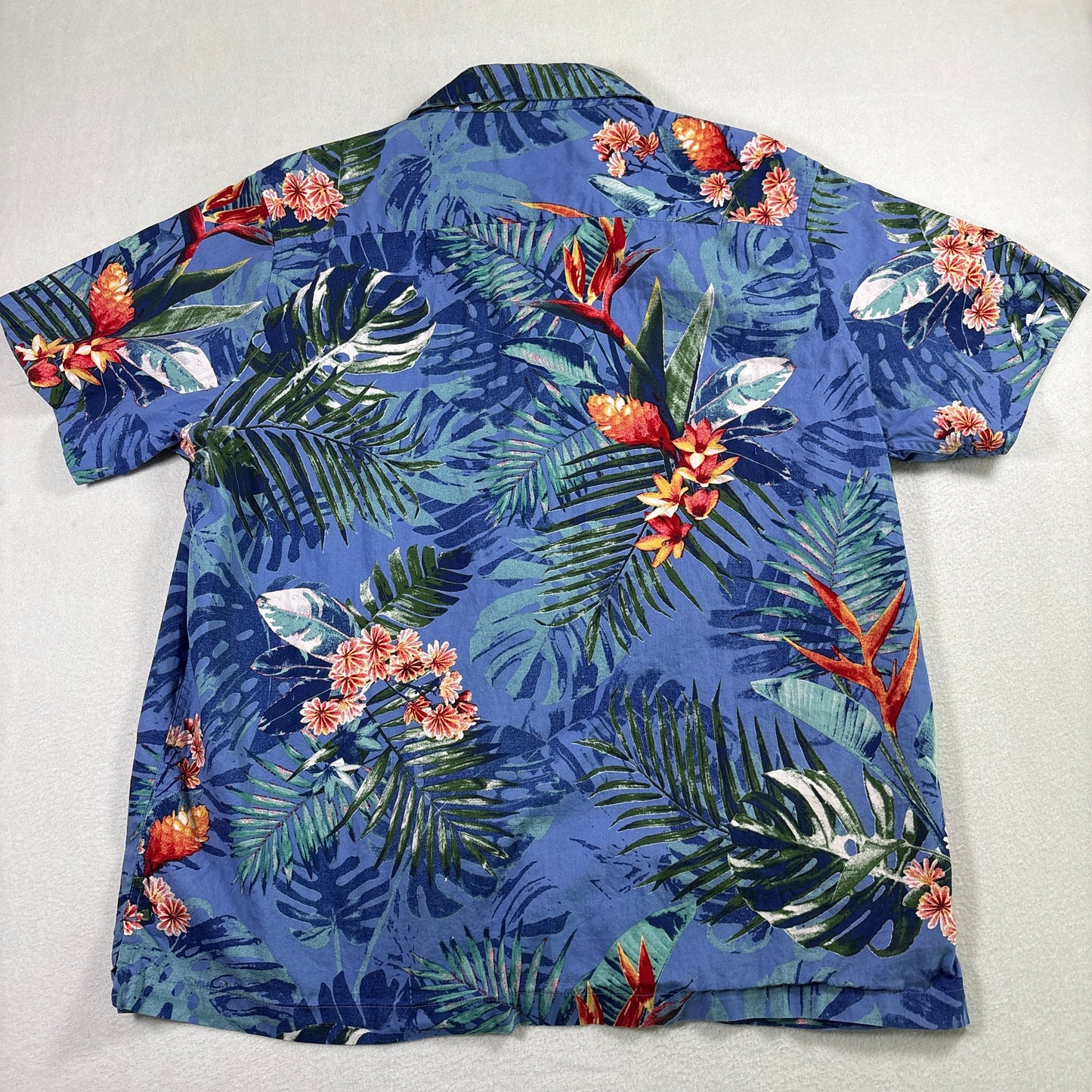 28 Palms Mens Hawaiian Shirt XL Blue Tropical Floral Aloha Button Up Vacation