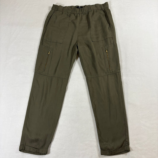 Olive Cargo Pants Utility Zip Pocket H&M Tapered Workwear Sz 8 Fits Like 32X27