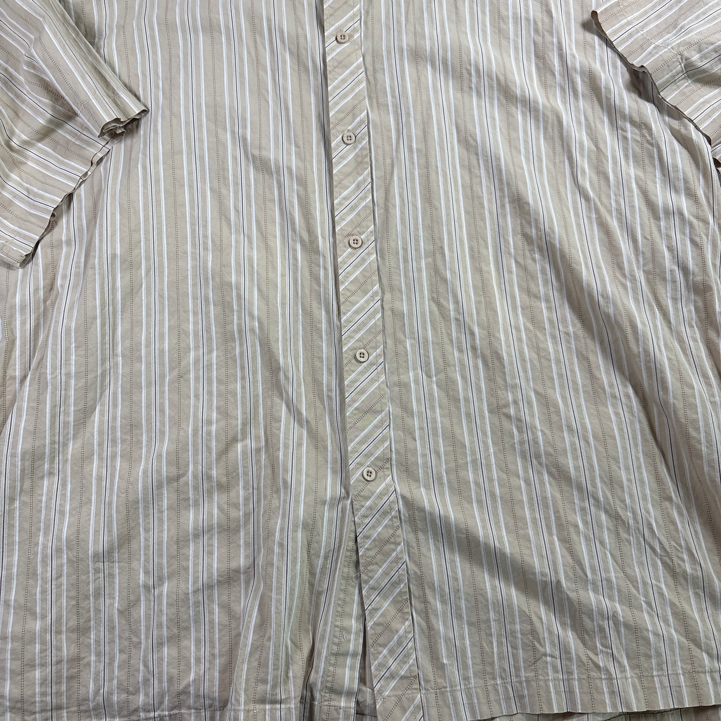 Knockout Mens Shirt 6XL Beige Striped Button Up Short Sleeve Big Tall Casual