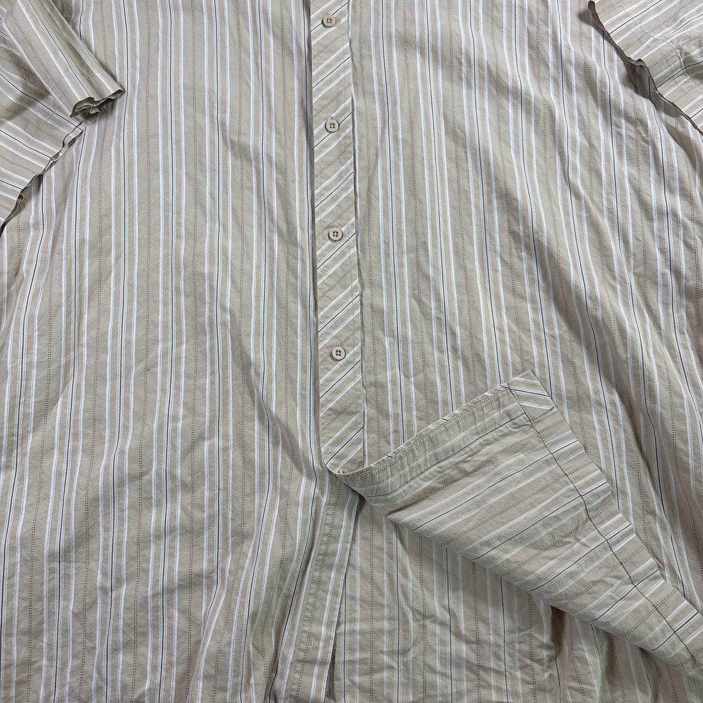 Knockout Mens Shirt 6XL Beige Striped Button Up Short Sleeve Big Tall Casual