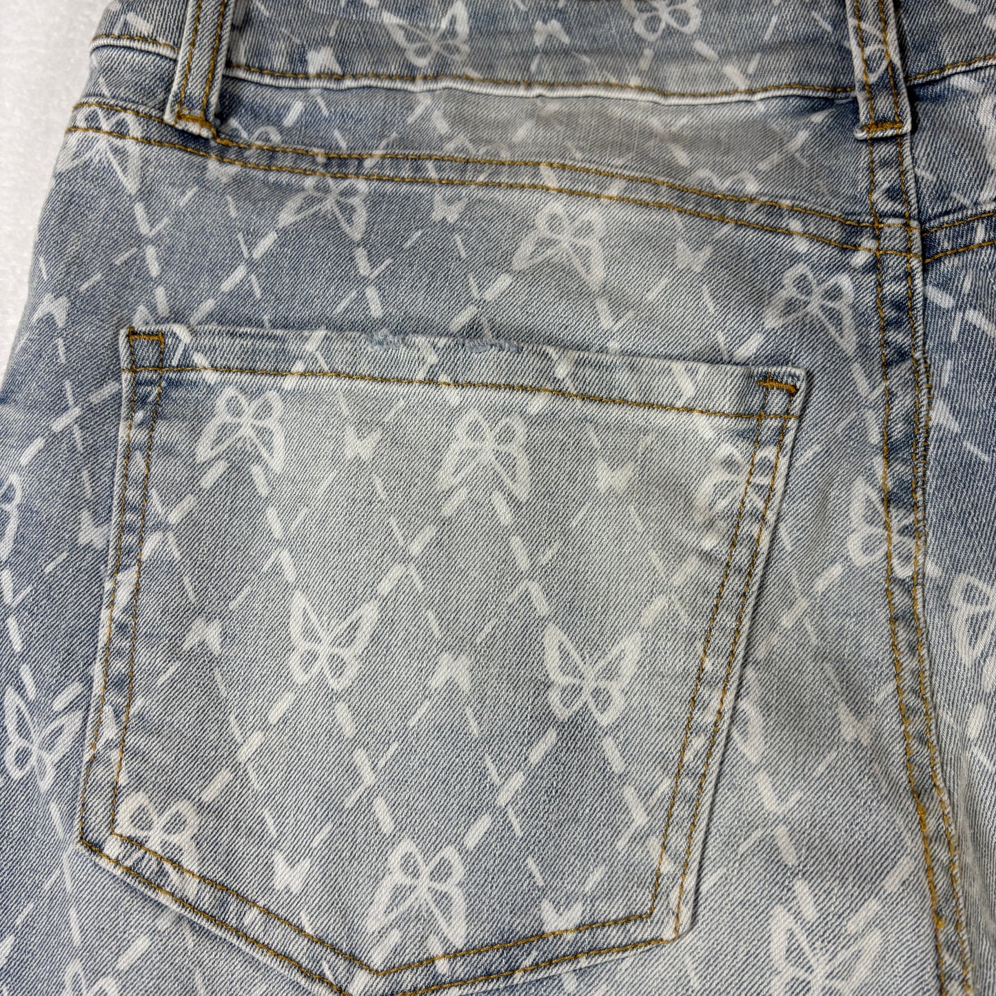 No Boundaries Jeans Womens 11 Blue Print Distressed Flare Leg Boho Y2K Denim