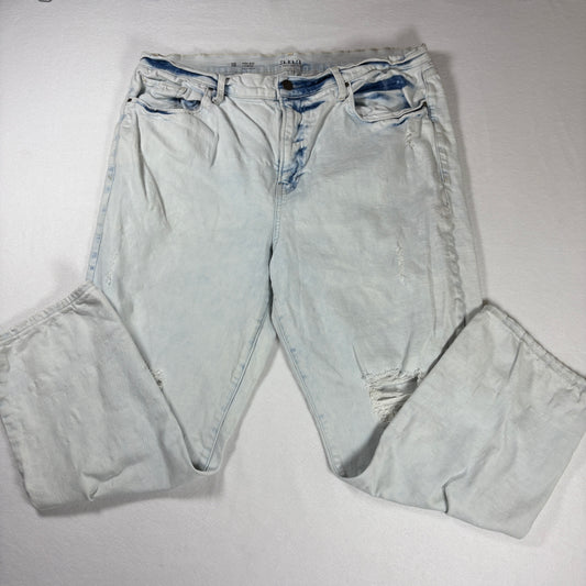 a.n.a Jeans Womens 18 High Rise Straight Distressed Ripped Light Wash Denim