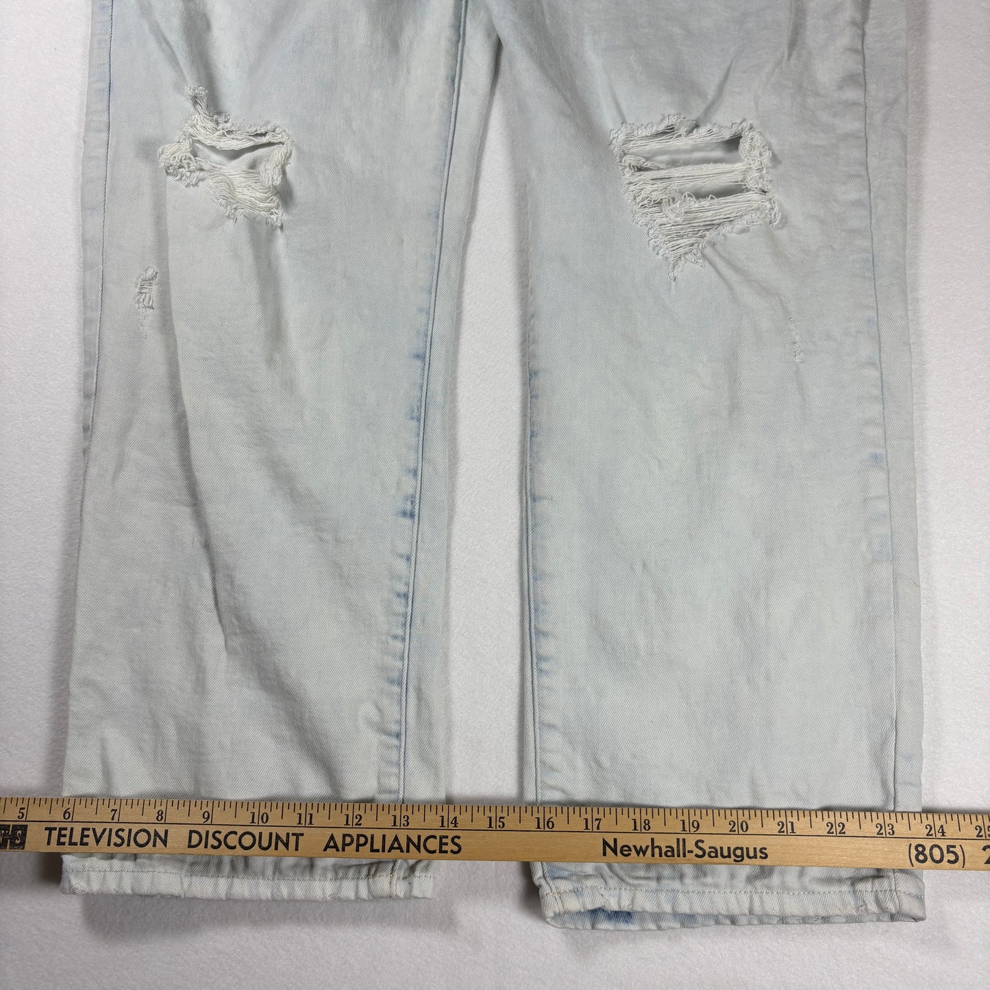 a.n.a Jeans Womens 18 High Rise Straight Distressed Ripped Light Wash Denim
