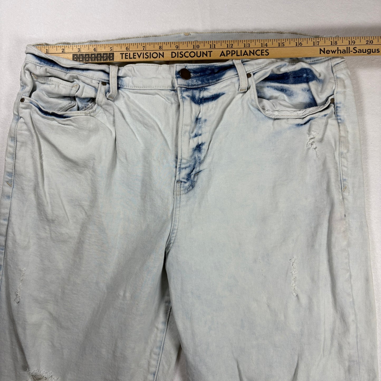 a.n.a Jeans Womens 18 High Rise Straight Distressed Ripped Light Wash Denim