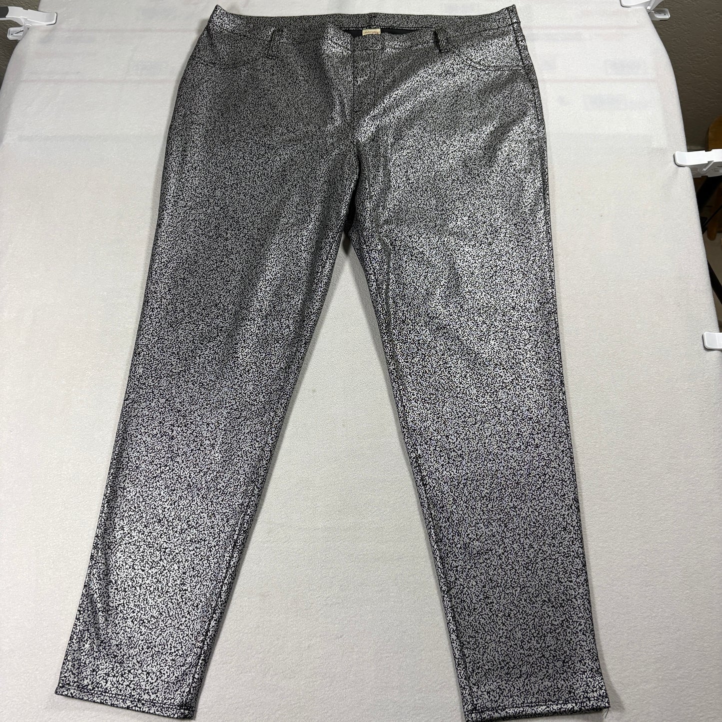 Silver Metallic Pants Womens 20 Plus Size Stretch Skinny Jeggings Party Y2K