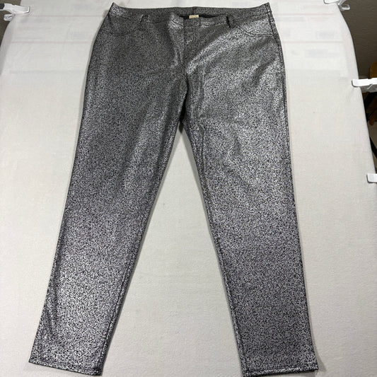 Silver Metallic Pants Womens 20 Plus Size Stretch Skinny Jeggings Party Y2K