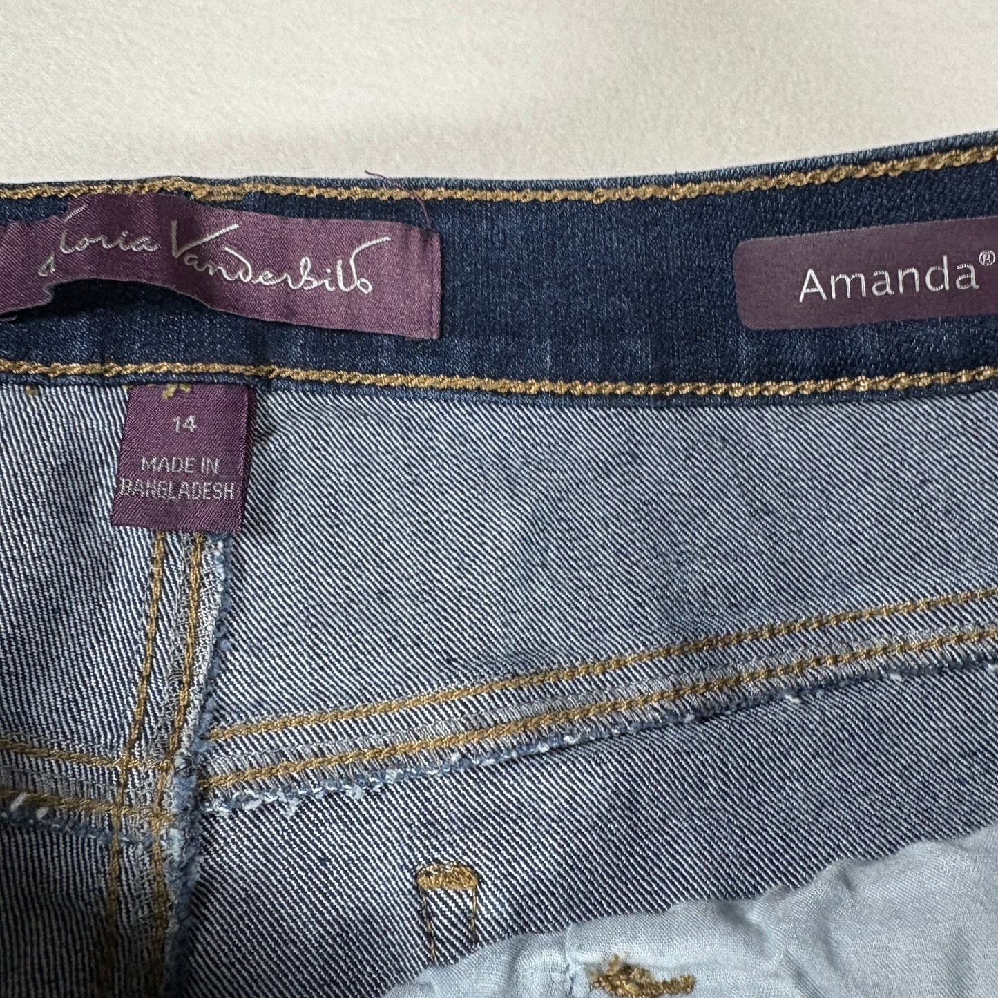 Gloria Vanderbilt Jeans Womens 14 Amanda Classic Tapered Blue Denim Stretch