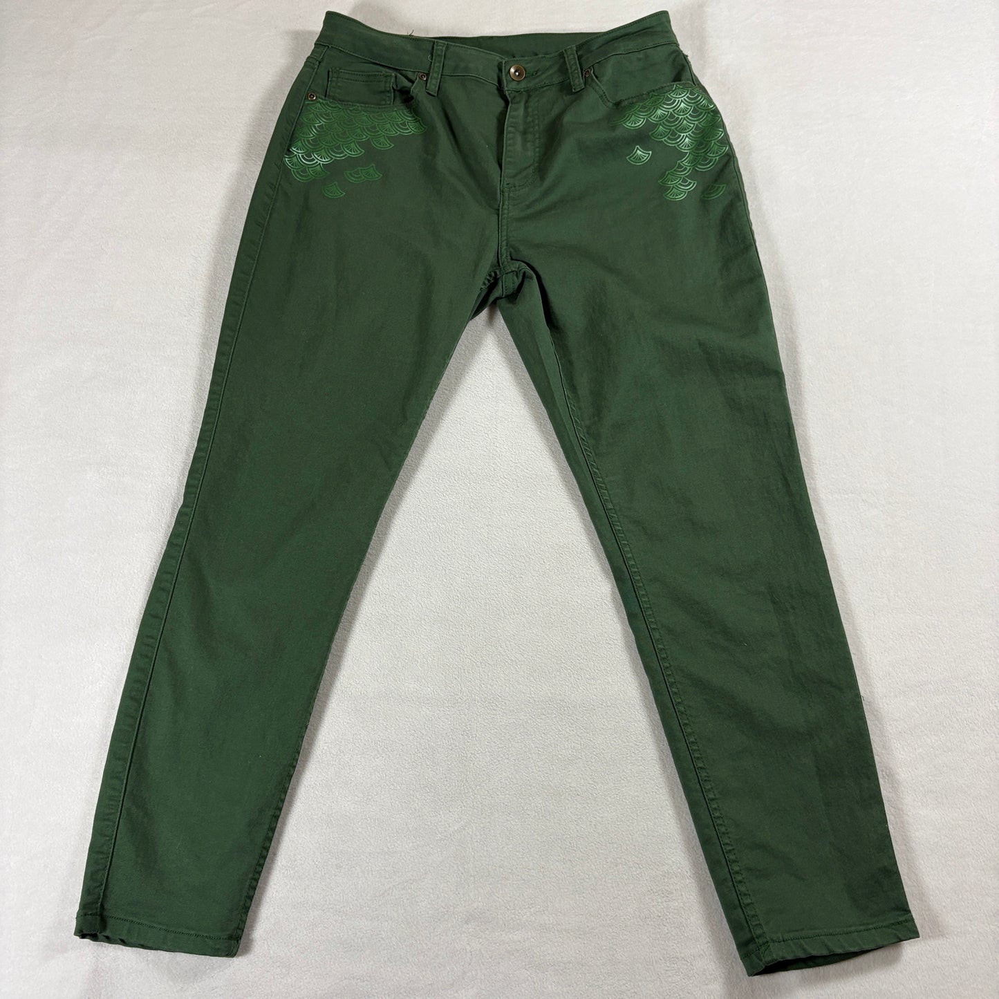 Disney Ariel Scale Print Jeans Green Skinny Y2K Her Universe 11 Fits Like 30 X27