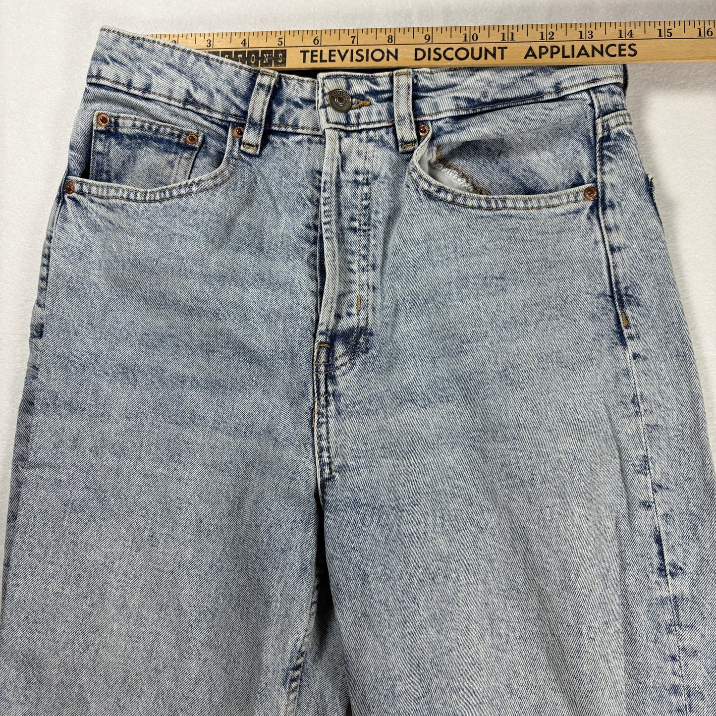 H&M Divided Jeans Womens 6 Light Wash High Rise Distressed Ripped Straight Leg
