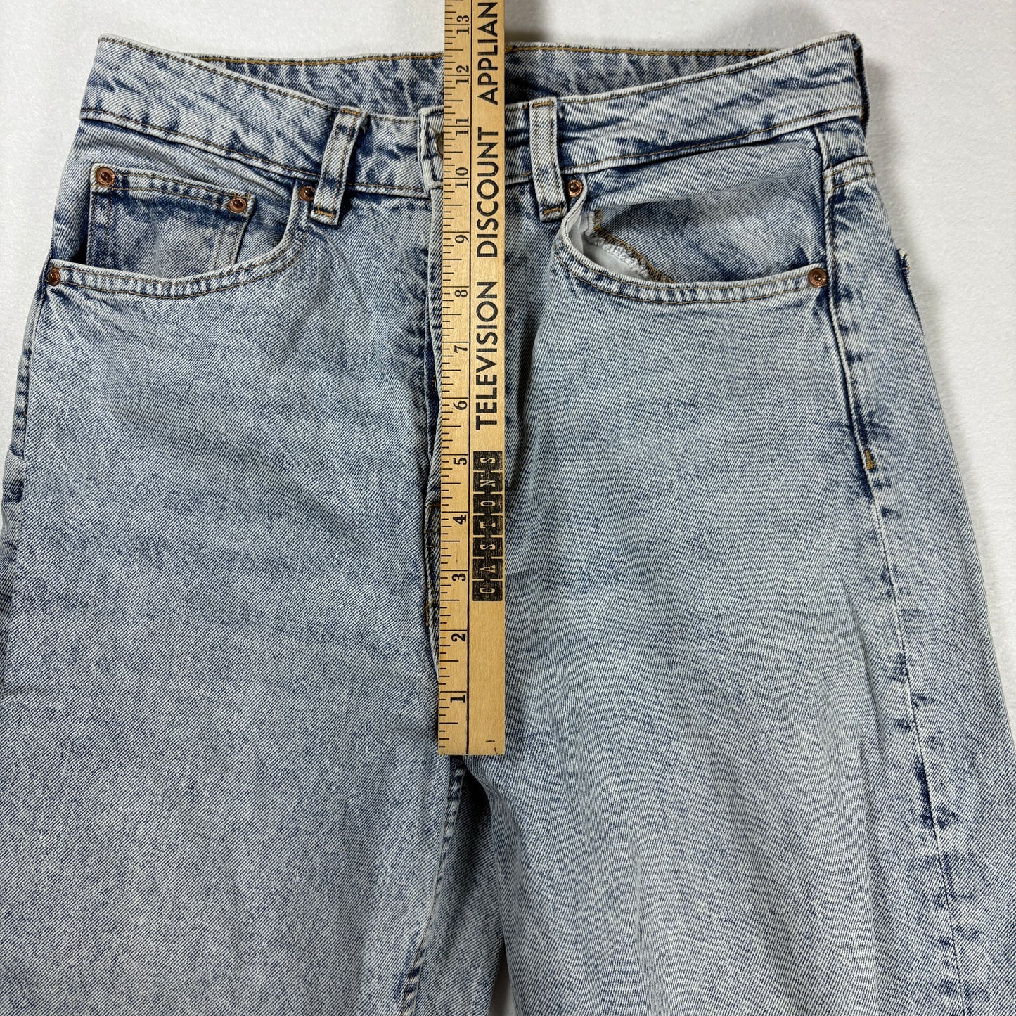 H&M Divided Jeans Womens 6 Light Wash High Rise Distressed Ripped Straight Leg