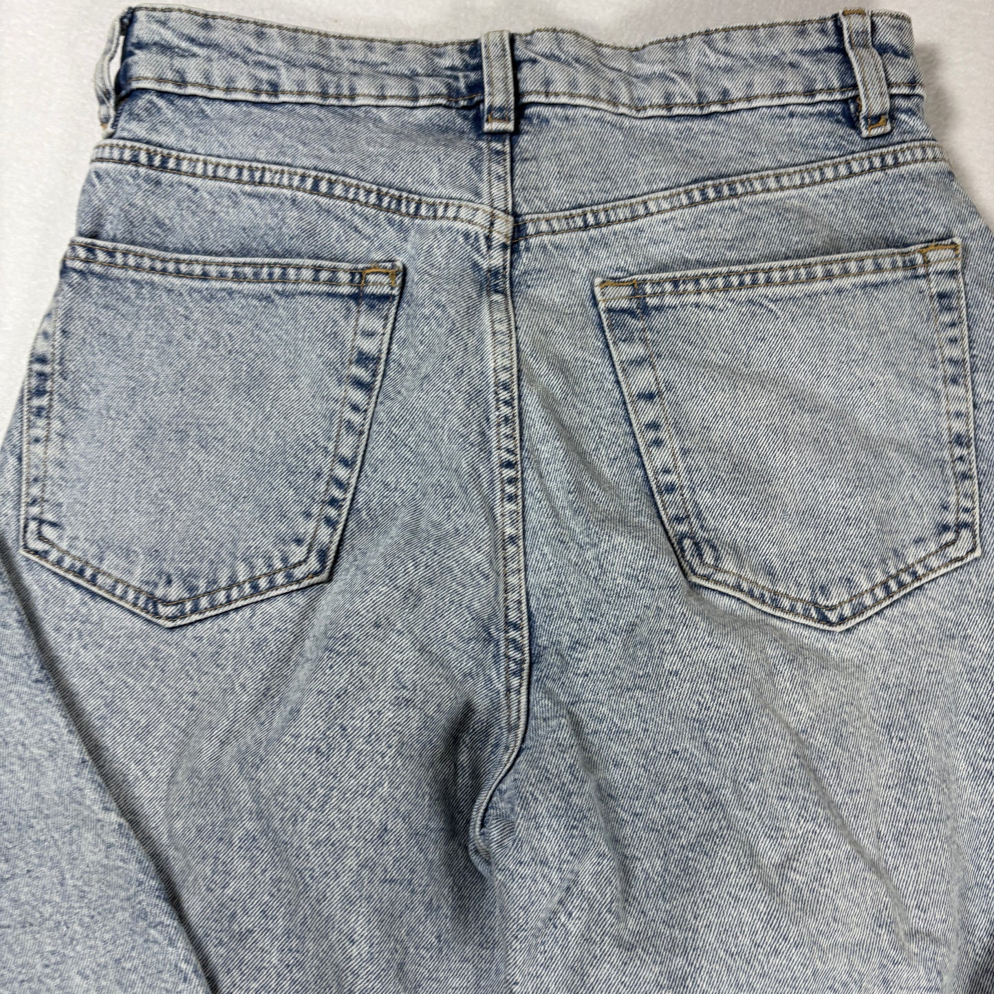 H&M Divided Jeans Womens 6 Light Wash High Rise Distressed Ripped Straight Leg