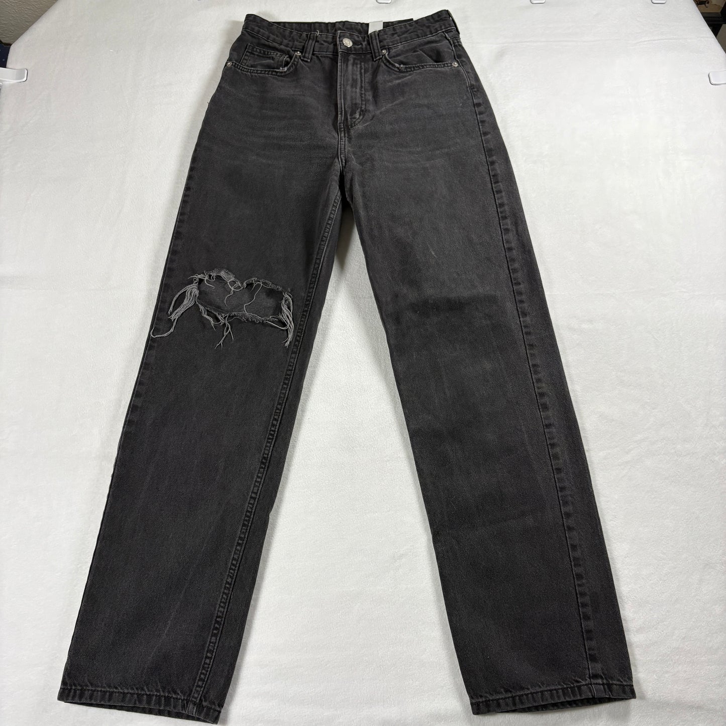 &Denim Jeans Womens Size 4 Black 90s Straight Distressed Grunge Y2K Retro Ultra