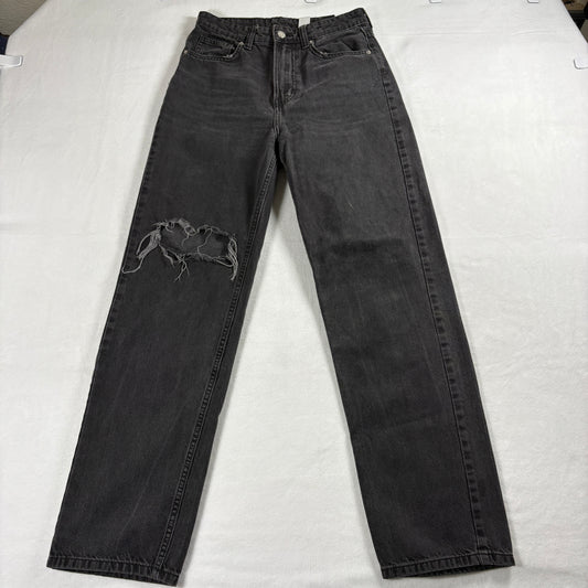 &Denim Jeans Womens Size 4 Black 90s Straight Distressed Grunge Y2K Retro Ultra