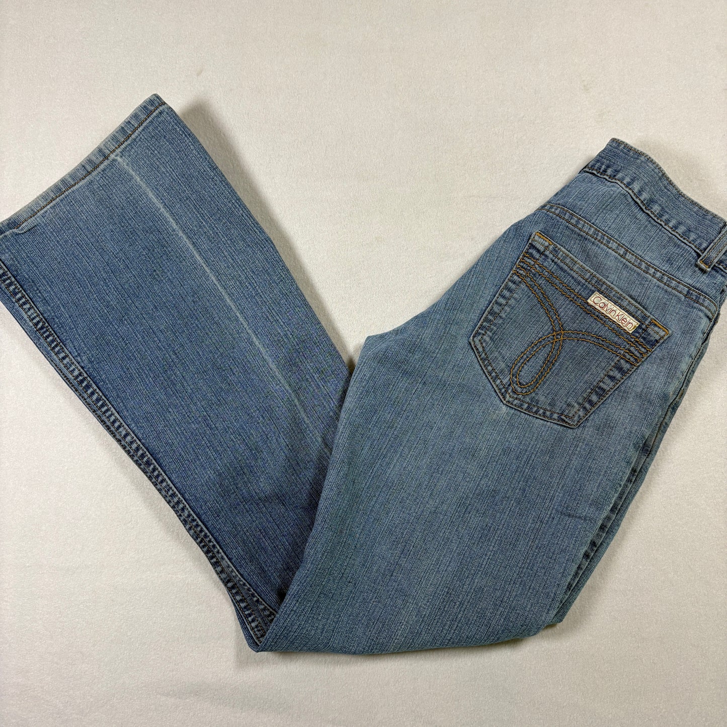 Calvin Klein Womens Jeans Size 7 Blue Y2K 90s Grunge Bootcut Stretch Denim
