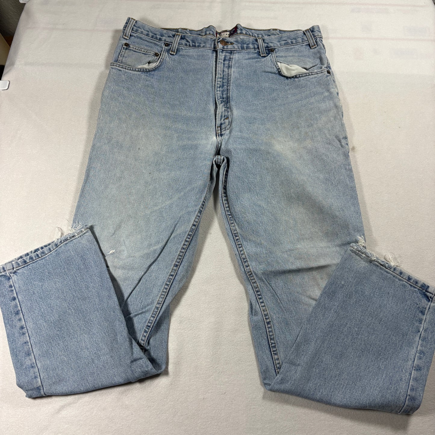 Vintage Relaxed Fit Jeans Mens 40x34 Light Wash 90s Baggy Grunge Distressed