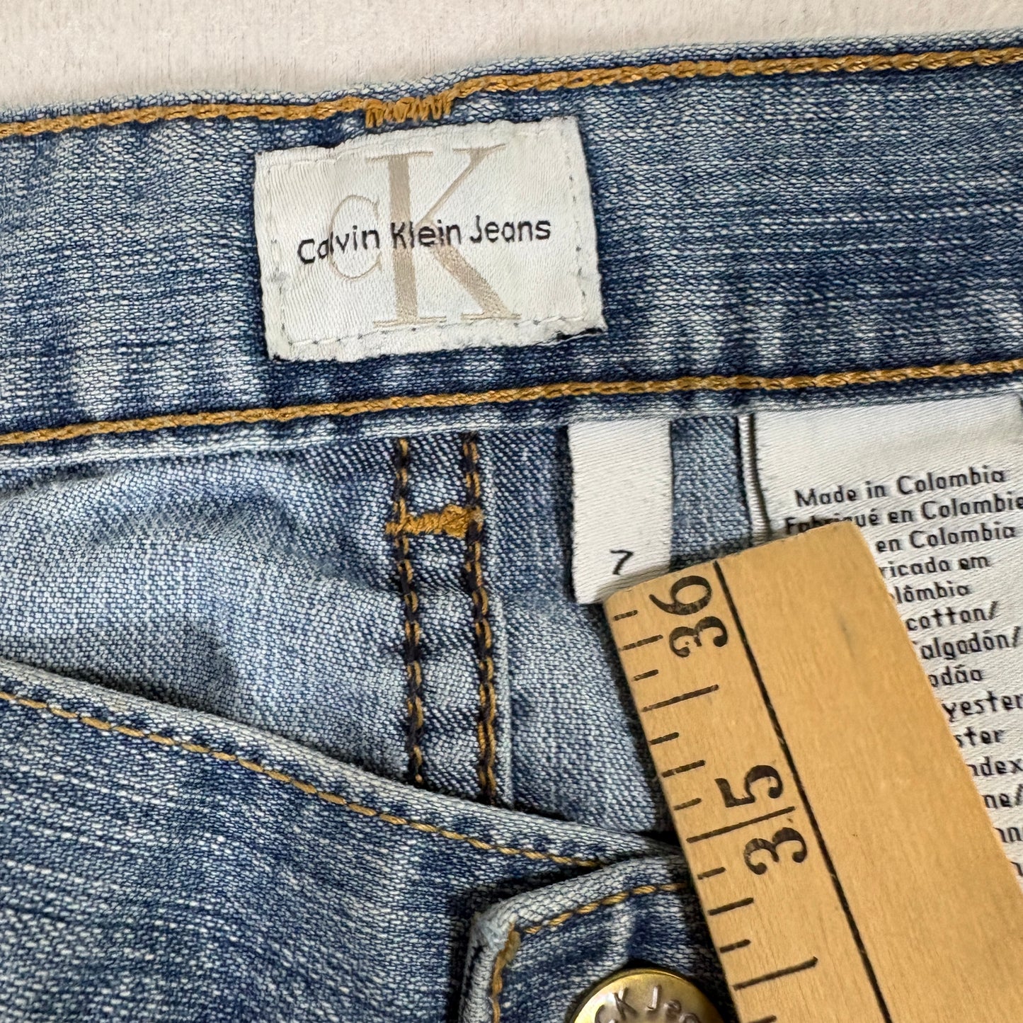 Calvin Klein Womens Jeans Size 7 Blue Y2K 90s Grunge Bootcut Stretch Denim
