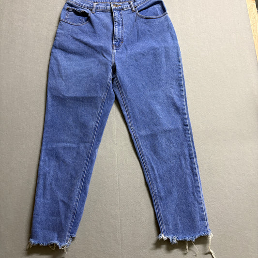 Jordache Mom Jeans Women’s Size 14P Fits Like 29X27 High Rise Raw Hem Denim