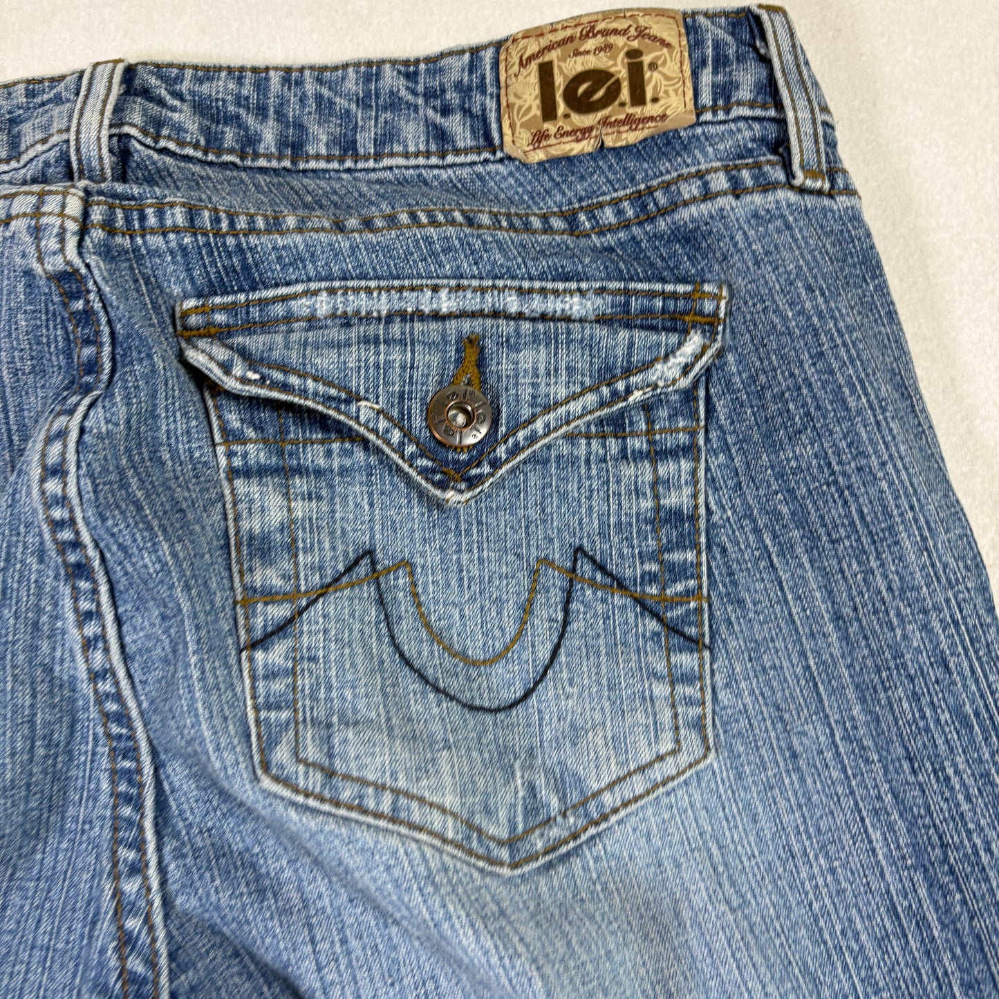 LEI Womens Jeans Size 11 Blue Y2K 90s Low Rise Bootcut Stretch Denim Vintage