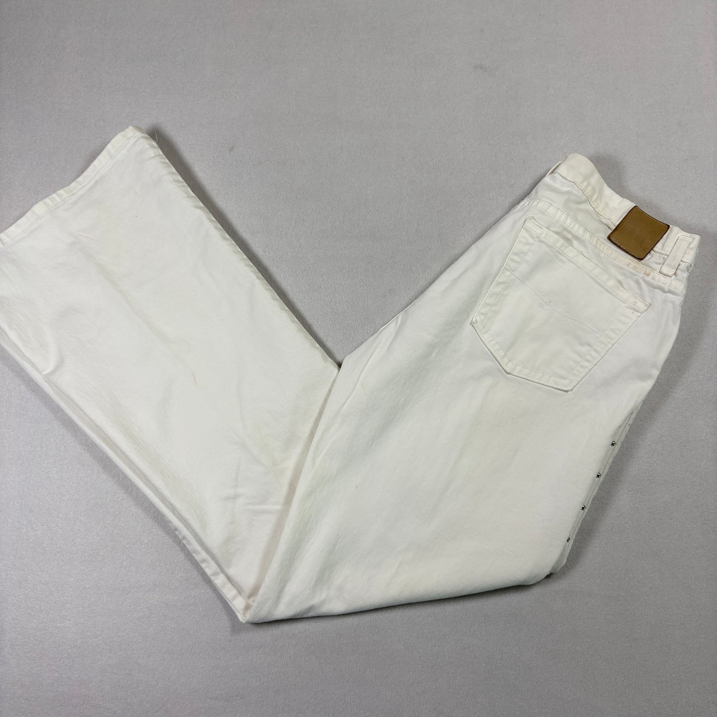 Buffalo David Bitton Womens Jeans Size 30 White Y2K Grunge Studded Bootcut