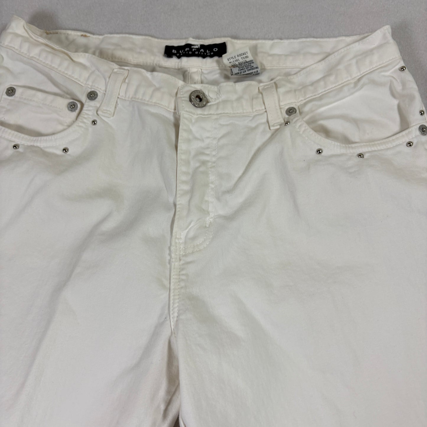 Buffalo David Bitton Womens Jeans Size 30 White Y2K Grunge Studded Bootcut