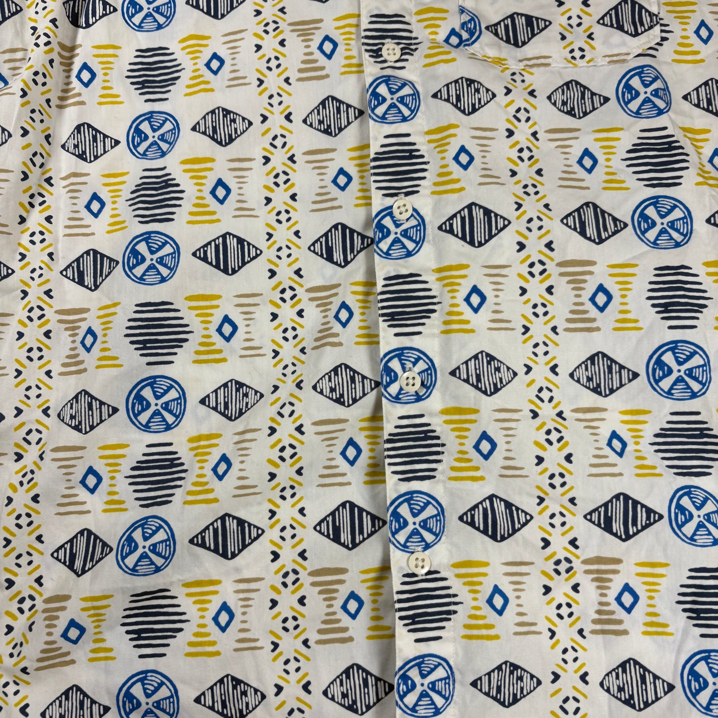 The North Face Men’s Shirt L Short Sleeve Button Front Geometric Print Cotton