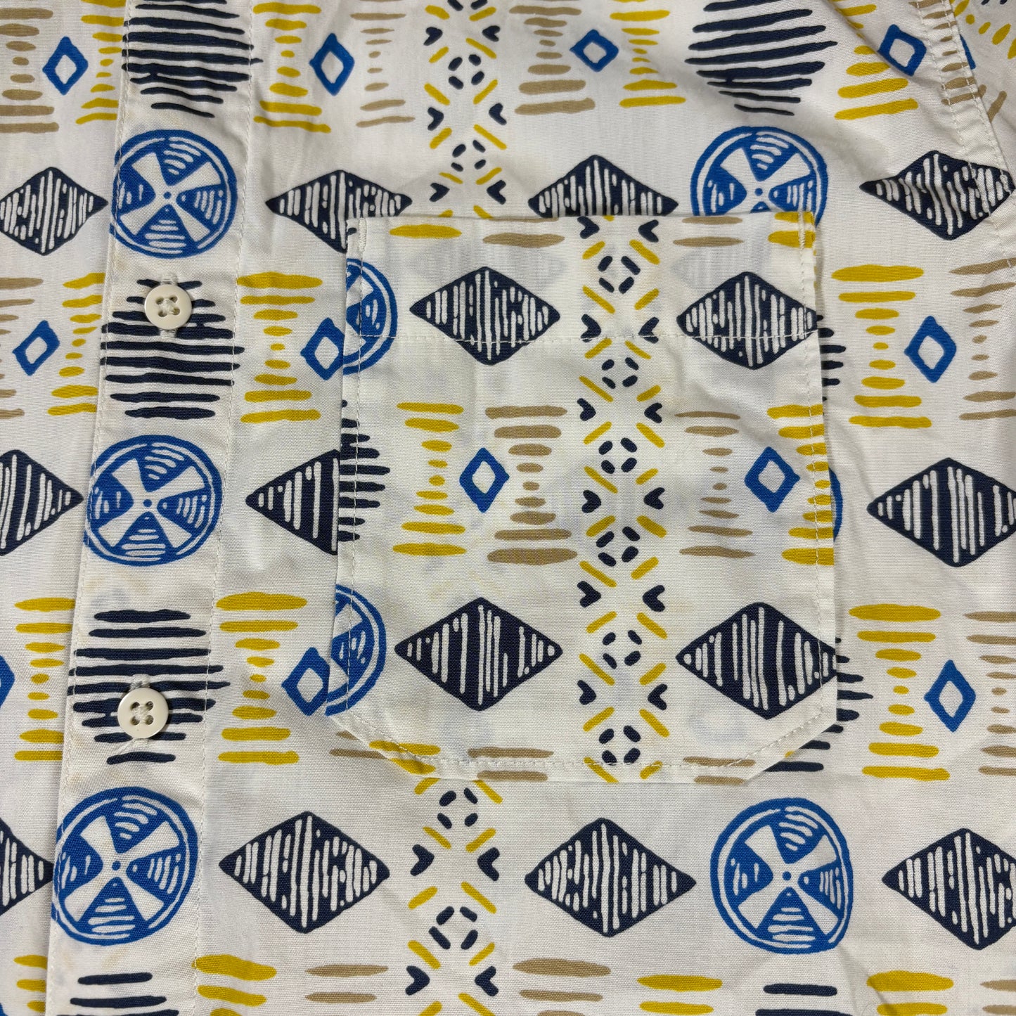 The North Face Men’s Shirt L Short Sleeve Button Front Geometric Print Cotton