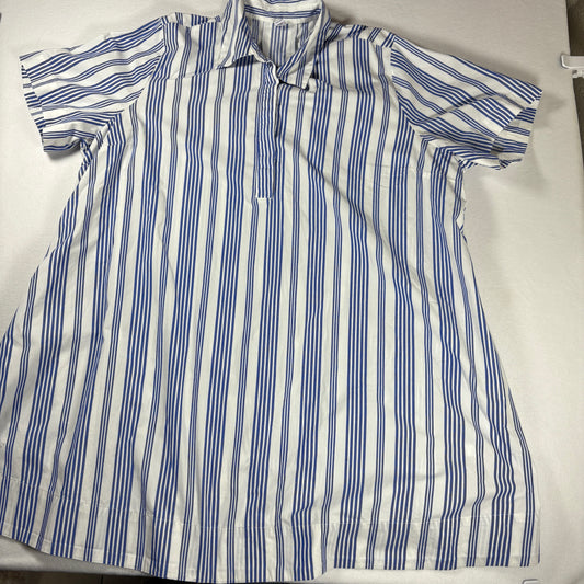Old Navy Men’s Shirt XXL Blue White Striped Short Sleeve Casual Button Front