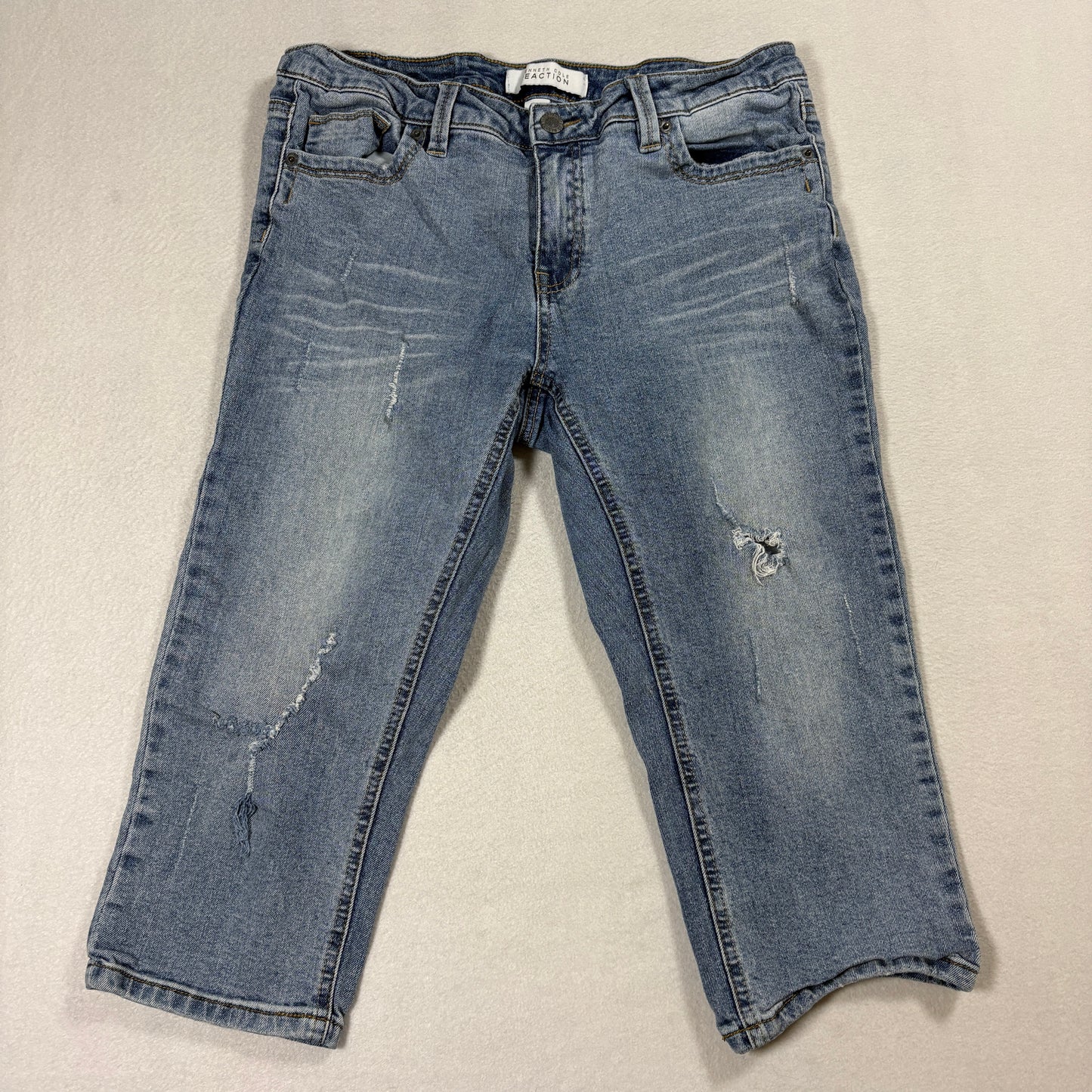 Kenneth Cole Jeans Womens 8 Distressed Light Wash Capri Denim Y2K Retro