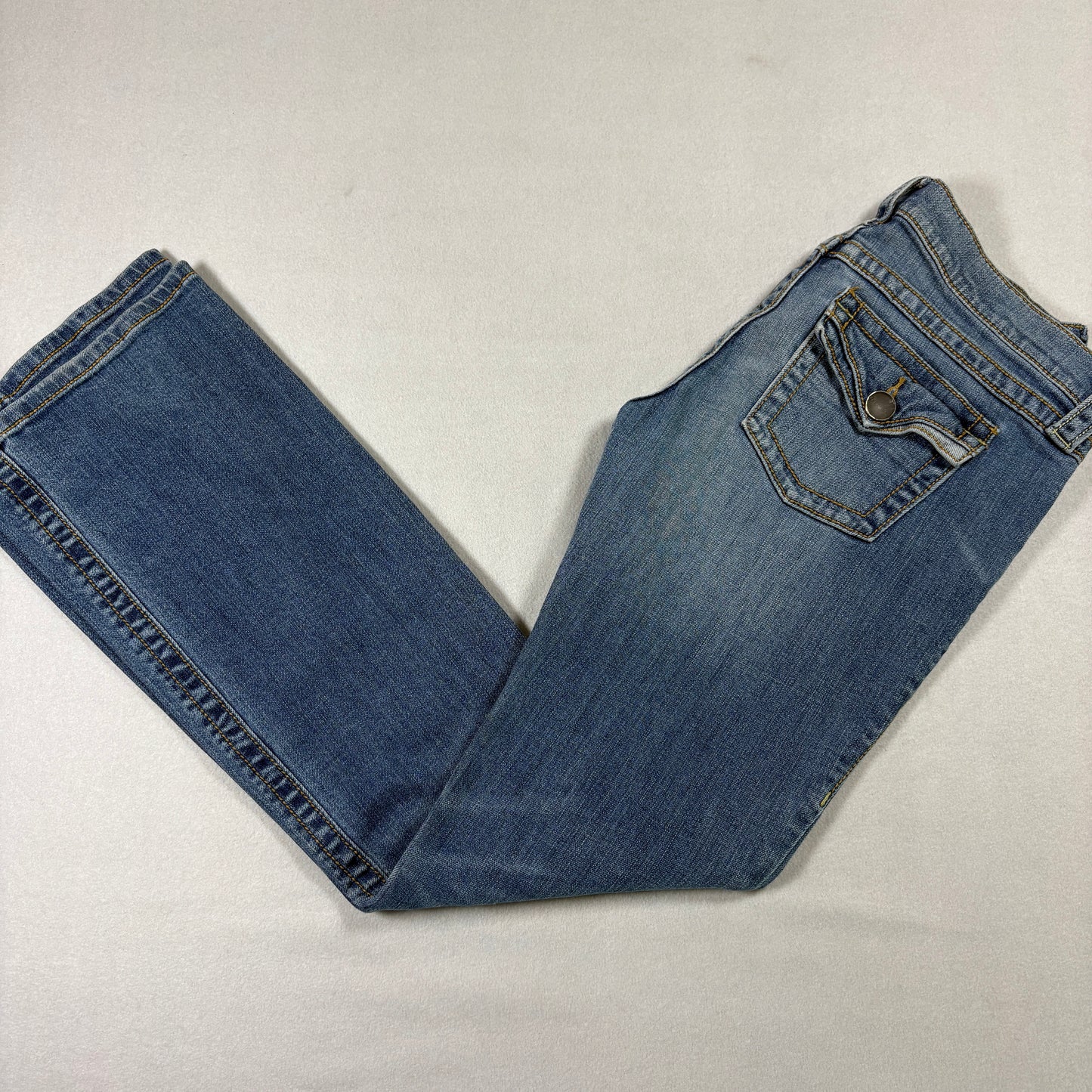 London Jeans Womens Jeans Size 6 Blue Y2K 90s Low Rise Bootcut Flap Pocket