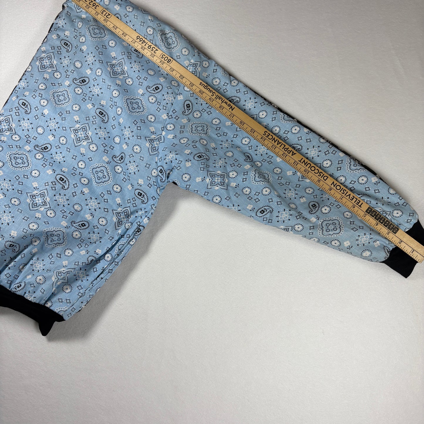 ONLY DO GOOD Jacket Men’s L Bandana Print Zip Up Bomber Blue Black Streetwear