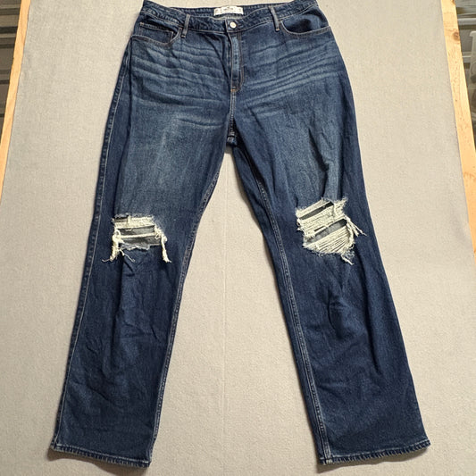 Y2K Distressed Flare Jeans Hollister W36 L33 Fits Like 36X31 High Rise Stretch