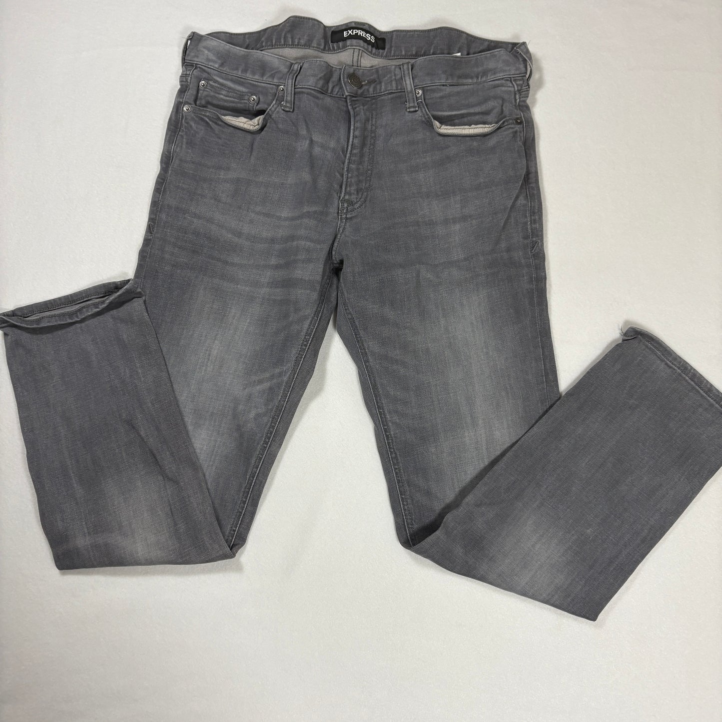 Express Jeans Men’s Slim Fit Gray Stretch Performance Denim Pants 34x30