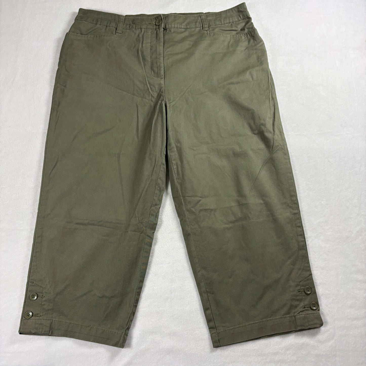 Karen Scott Capri Pants Womens Size 14 Olive Green Stretch Casual Mid Rise Wear