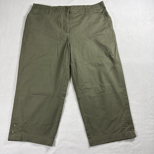 Karen Scott Capri Pants Womens Size 14 Olive Green Stretch Casual Mid Rise Wear